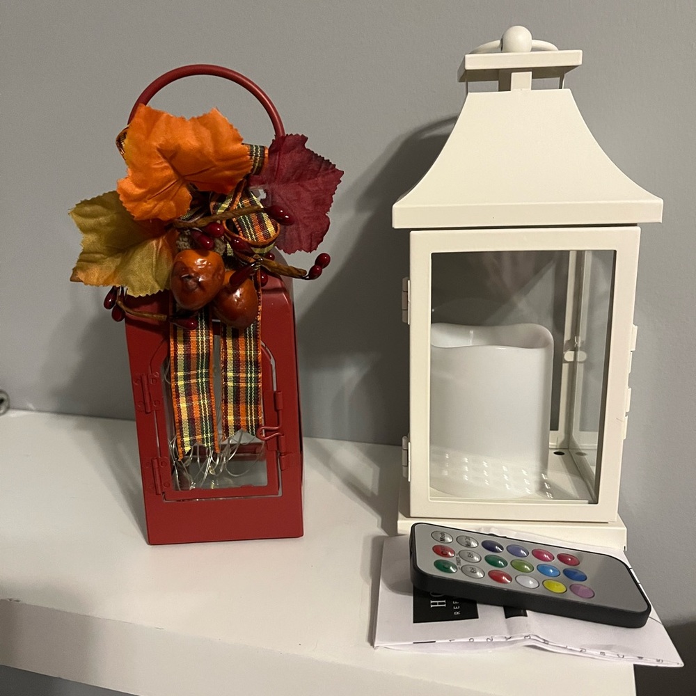 Red and White Lantern Set with Remote